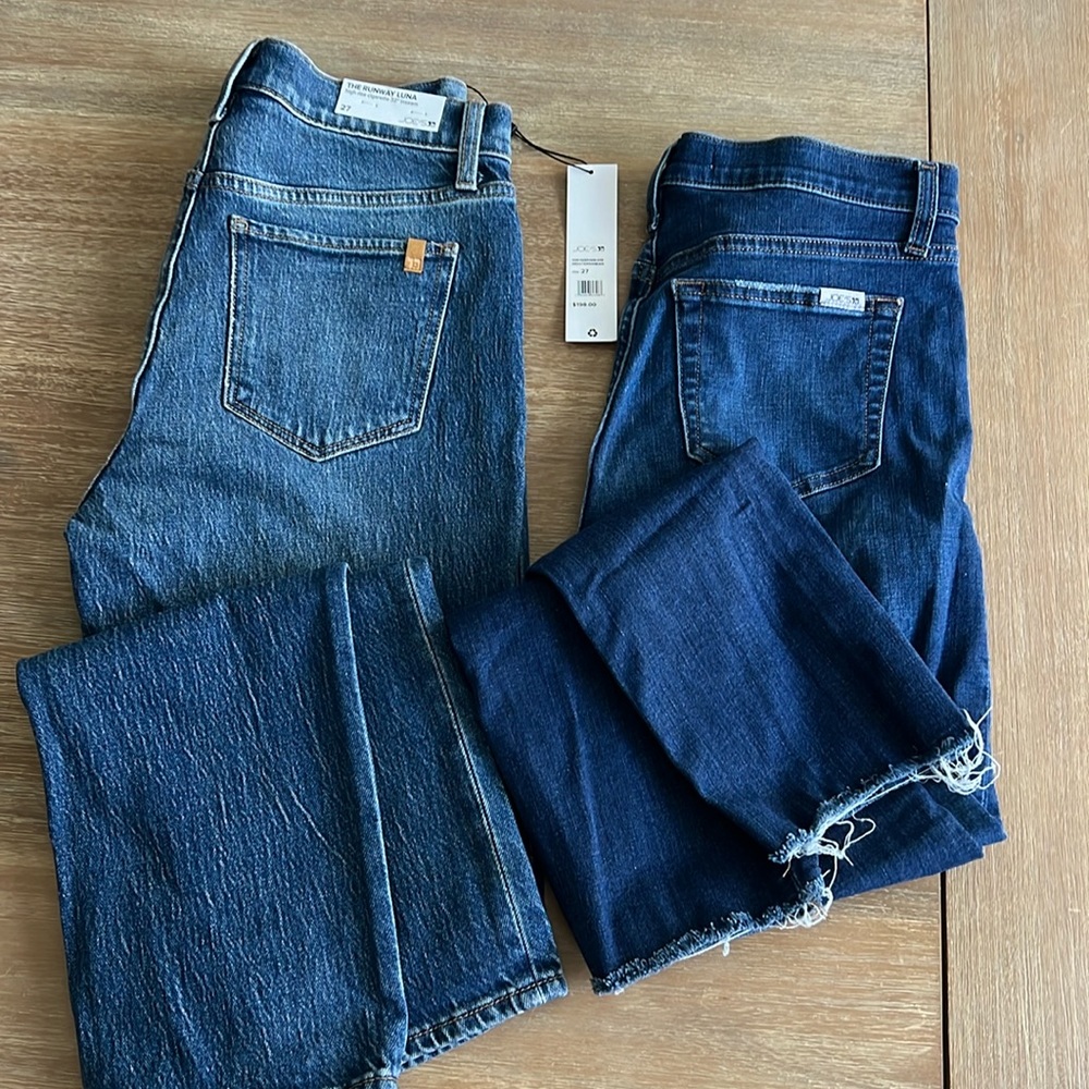 Two pairs of Joe’s jeans both size 28. One style is the runway Luna new w/ tags.